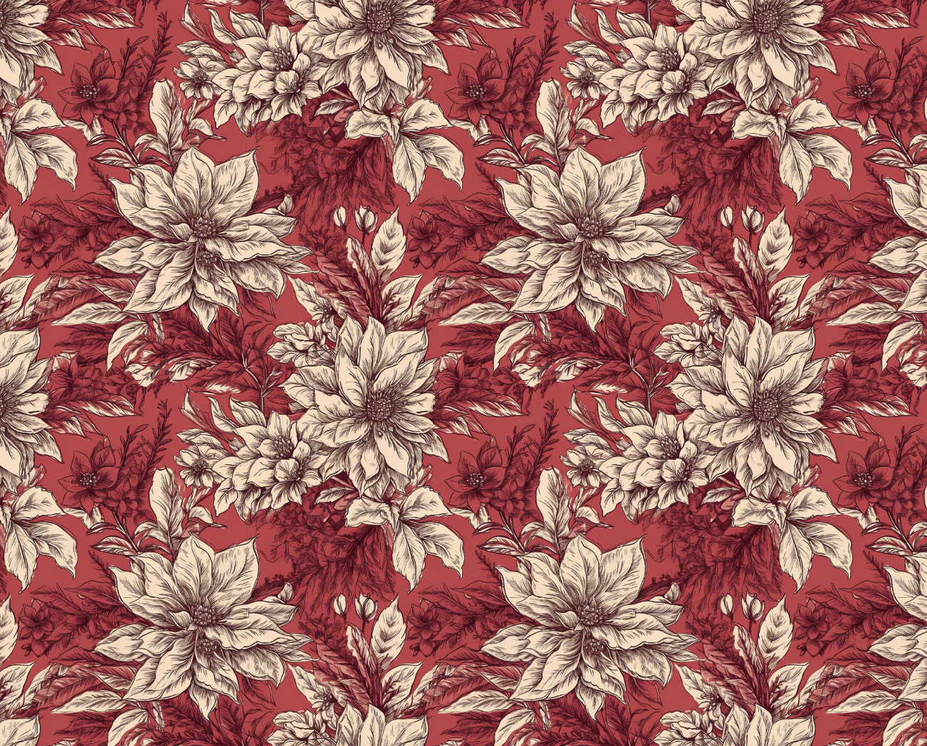 Poinsettia Reverie Toile