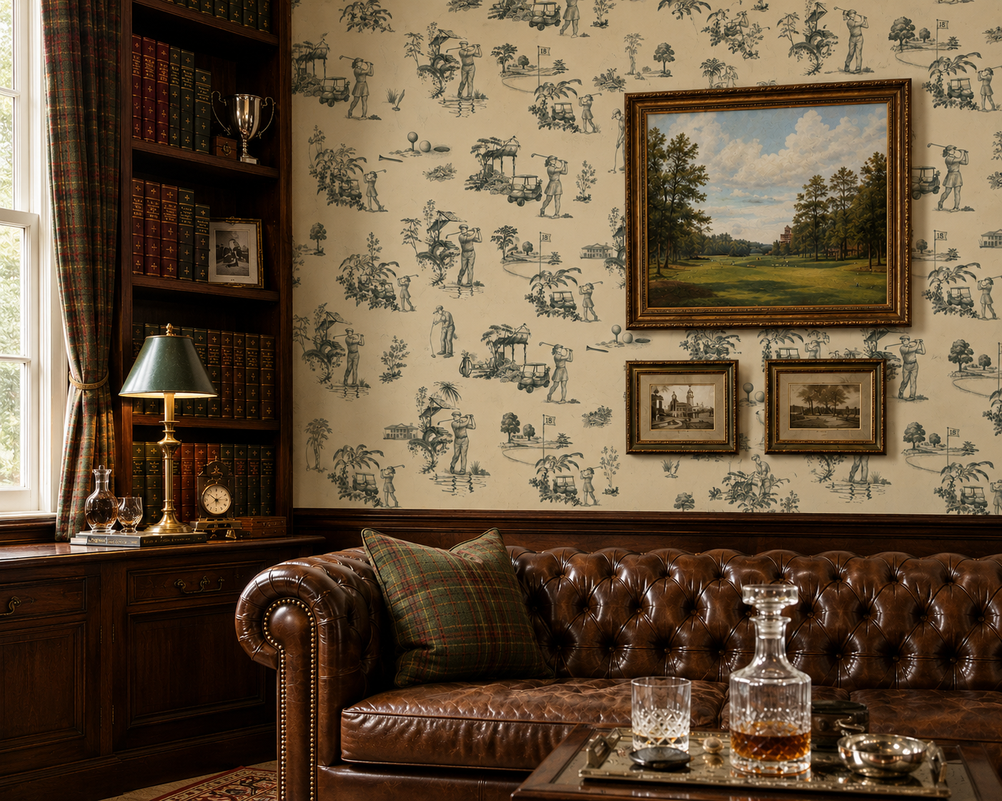 Toile, chalet, holiday traditions.