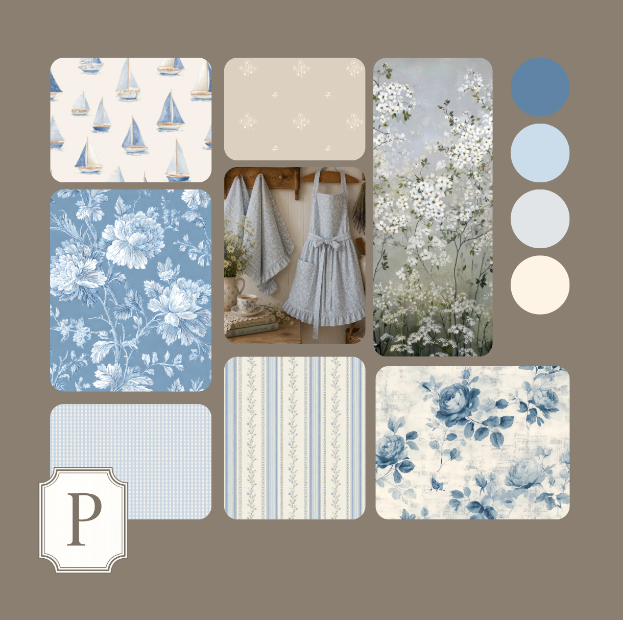 Blue Toile Floral