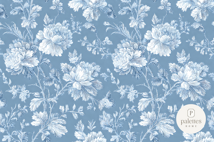 Blue Toile Floral